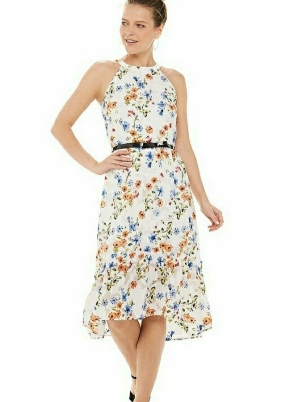 Elle Halter Fit and Flare Floral Dress Sz S
